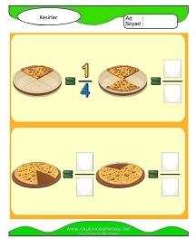 okul öncesi çocuklar için Kesirler çalışma sayfaları